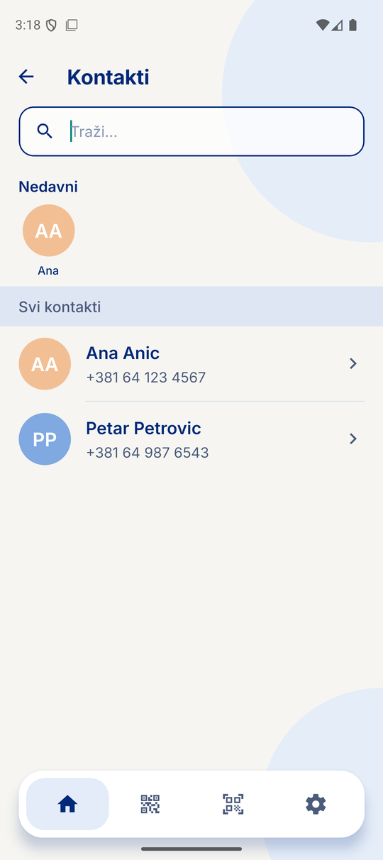 Izbor primaoca iz kontakata